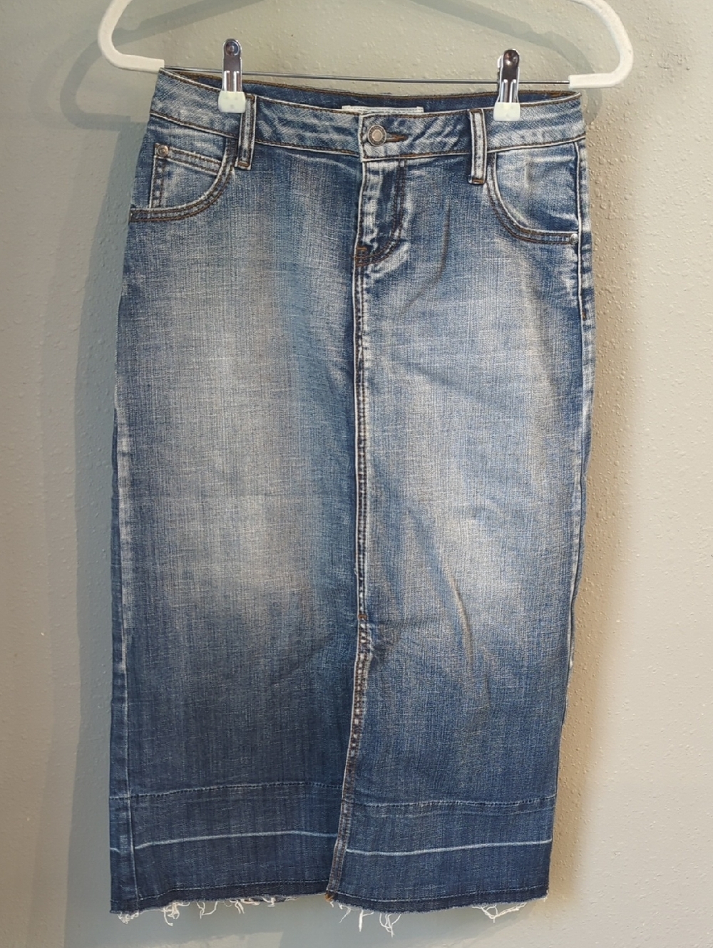 Western Festival Country Maxi Midi Denim Skirt Stetson Coastal Cowgirl Boho Raw